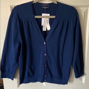 Lands' End Women's Navy Cardigan Sweater